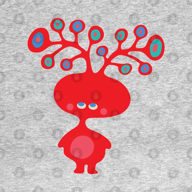 TREE HEADS Cute Red Imaginary Kids Kawaii Monster with Funny Antlers - UnBlink Studio by Jackie Tahara by UnBlink Studio by Jackie Tahara